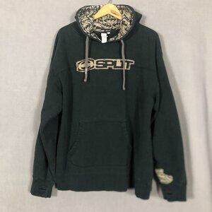 SPLIT Hoodie Men’s XL Black VTG Rare Skateboard 1988 Grunge Pullover Y2K Retro